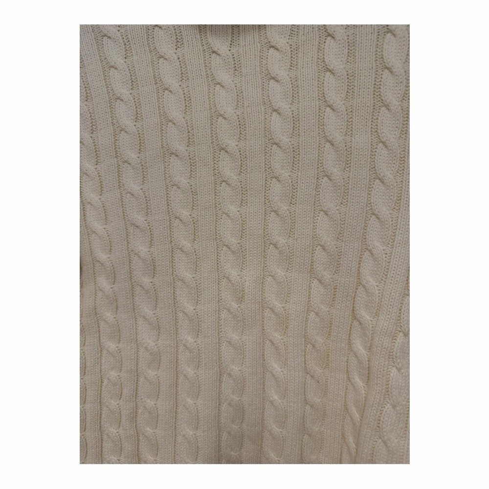 L.L. Bean Heritage Fisherman Sweater Cream Cable Knit Cotton Turtleneck Small - Picture 4 of 9